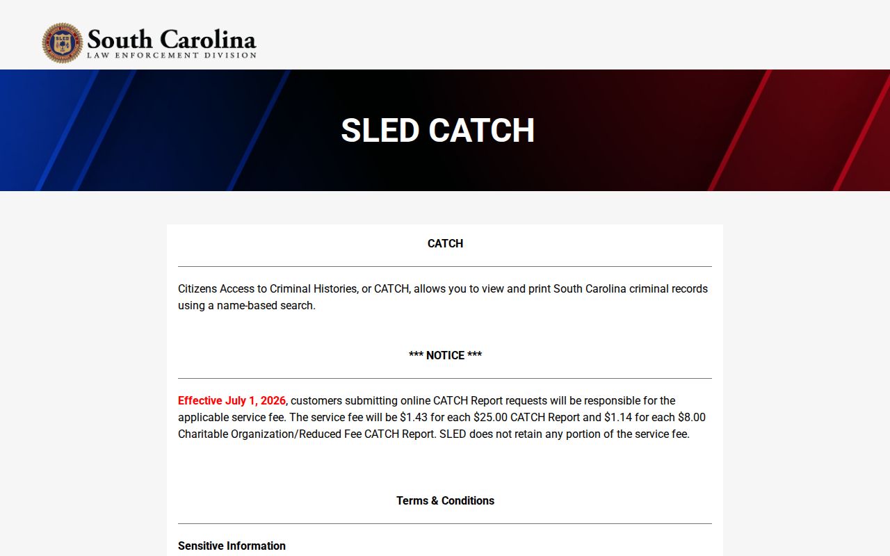Greenwood County active warrants: SLED CATCH criminal-history service