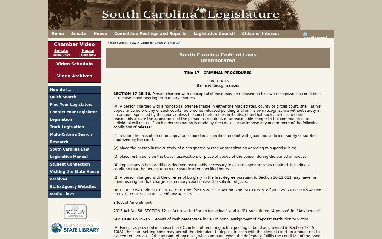 Greenwood County arrest warrant records: South Carolina bond statutes
