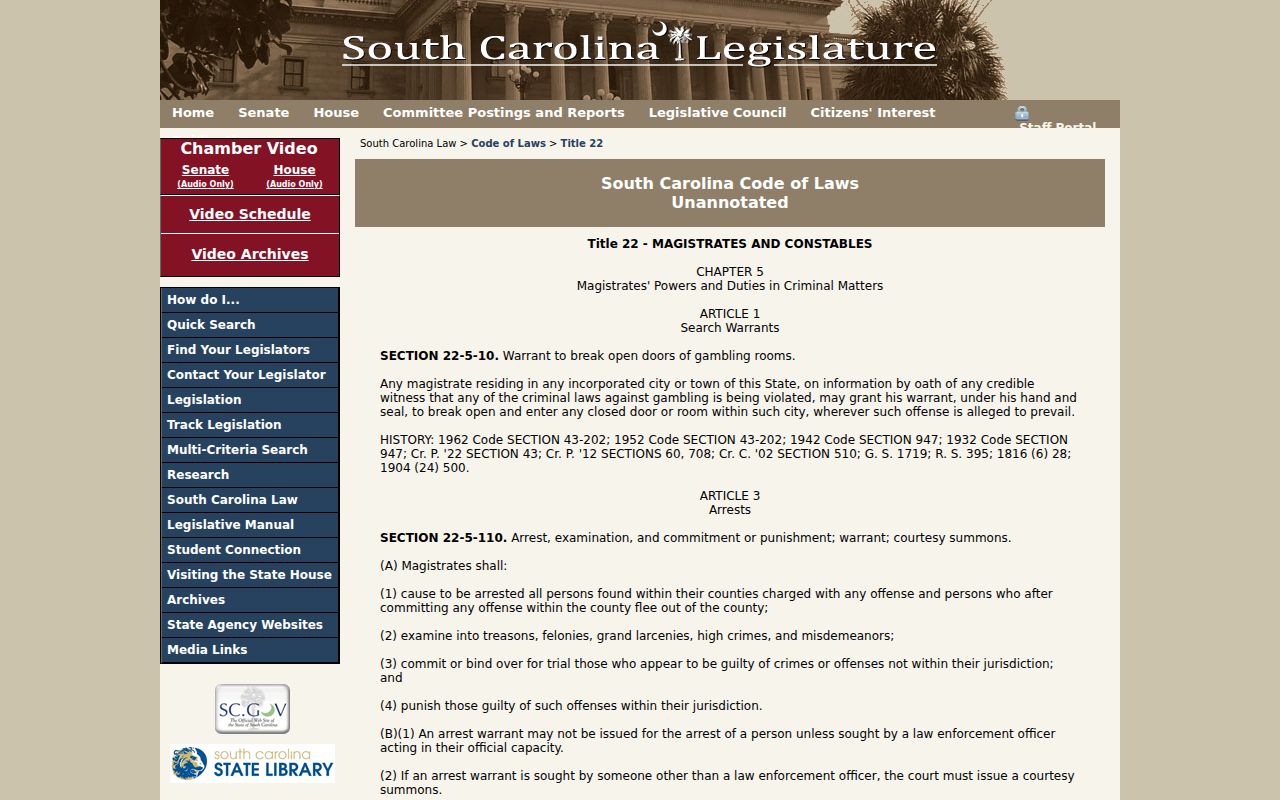 Greenwood County arrest warrants: South Carolina magistrate warrant statute
